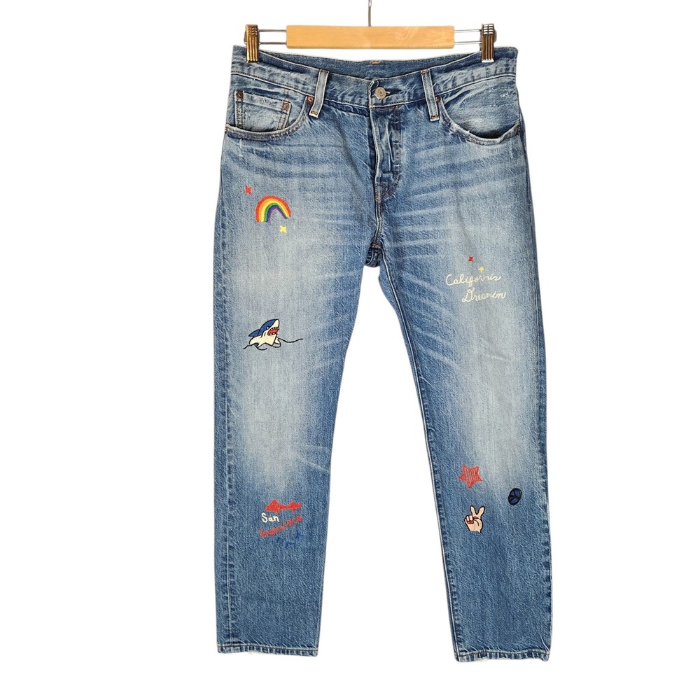 Levi's 501 CT California Dreamin Jeans 26 Blue Embroidered Rare Limited Edition